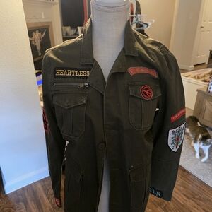 Elan Dark Green Military Field Jacket with Patches